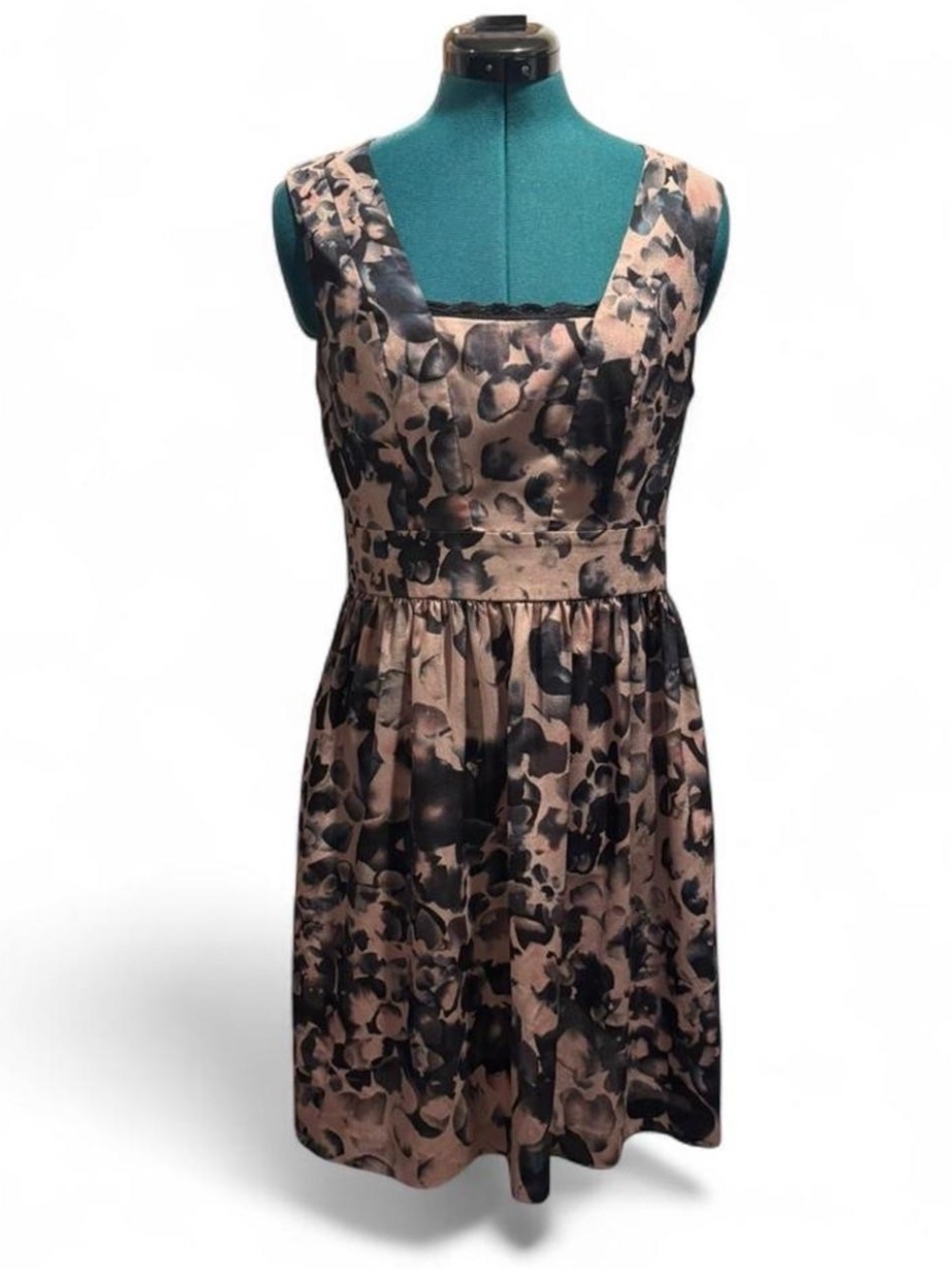 Kensie Blush and Black Floral-Print Midi Dress